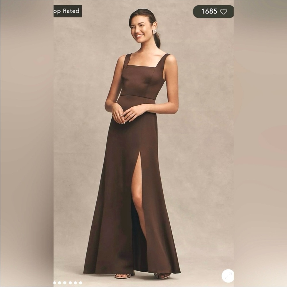 BHLDN Sophia Square-Neck Satin
Maxi Dress
